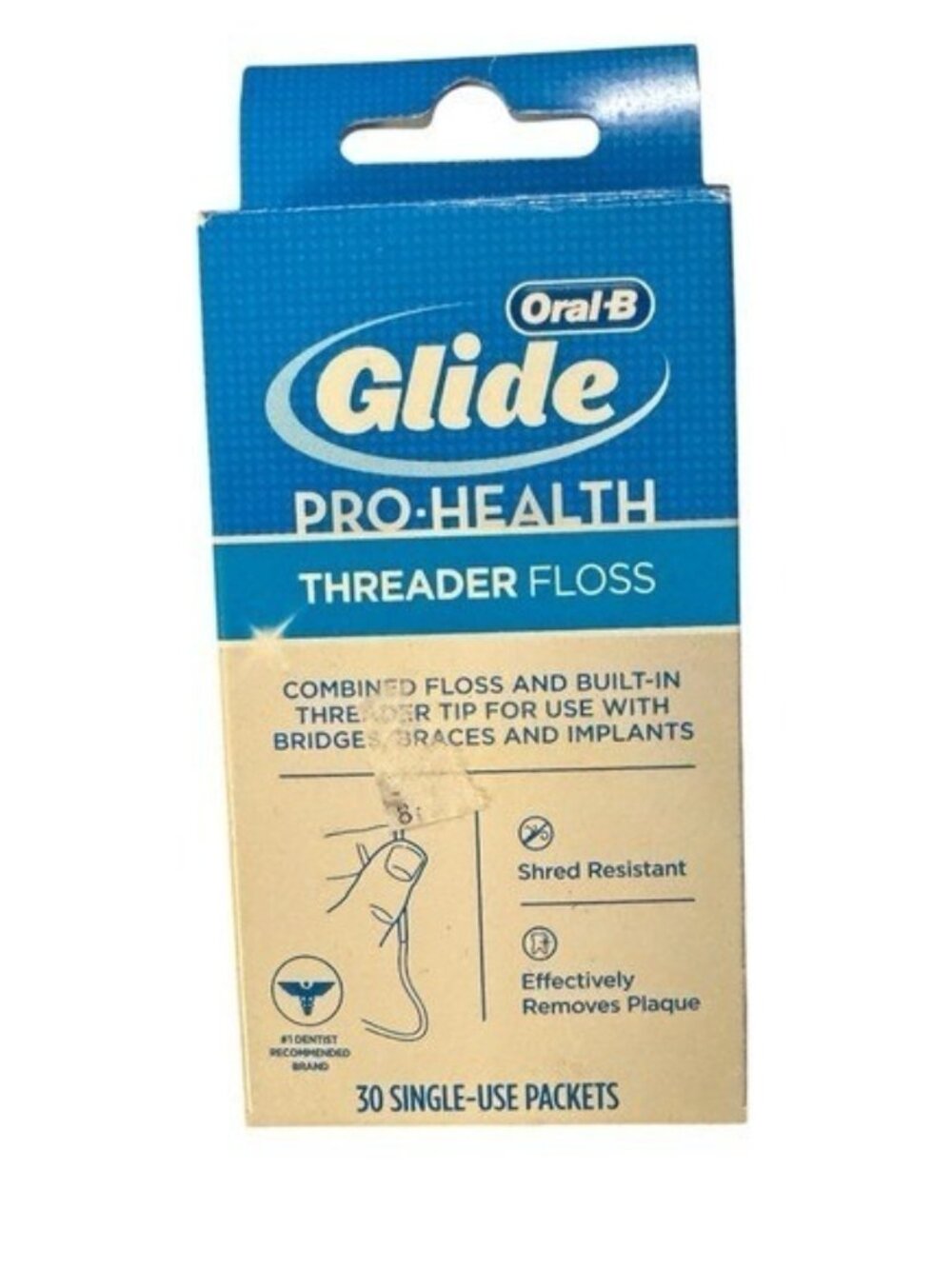 Oral-B Glide Pro-Health Threader Floss 30 Single-Use Packet Original